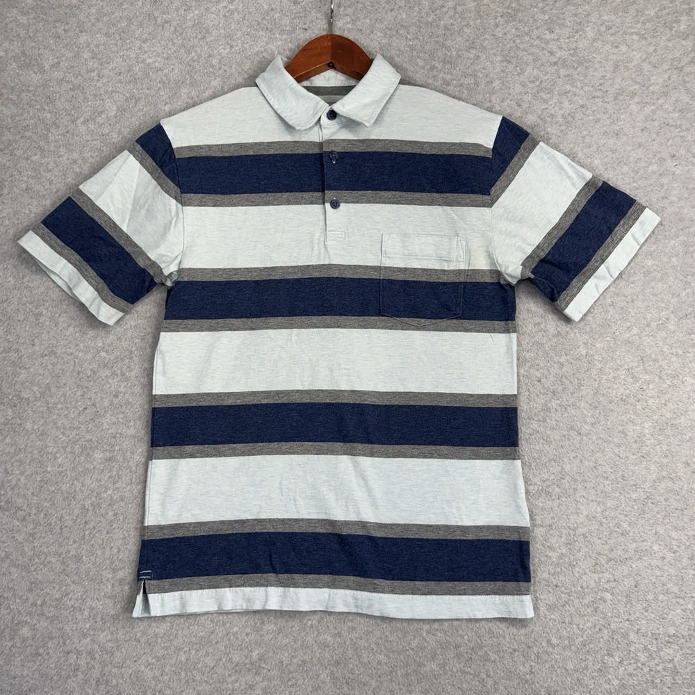 Patagonia Squeaky Clean Polo Shirt Men XS Stripe Blue Gray Organic Cotton